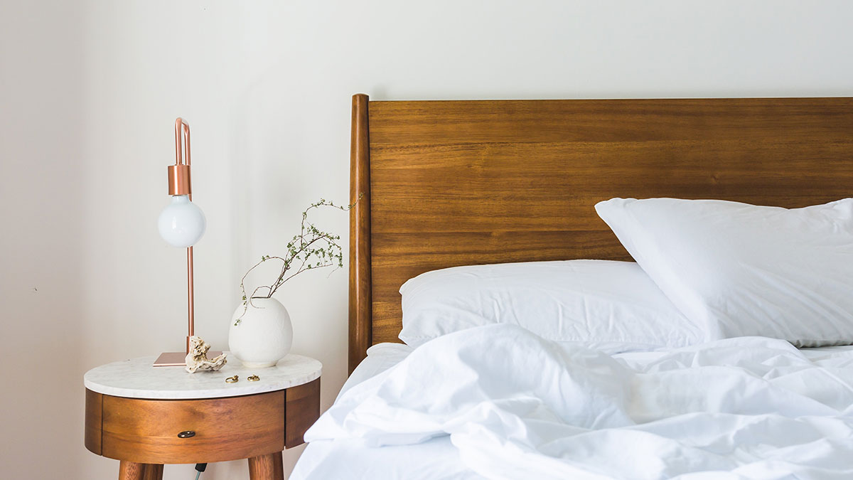 Hotel room with bed